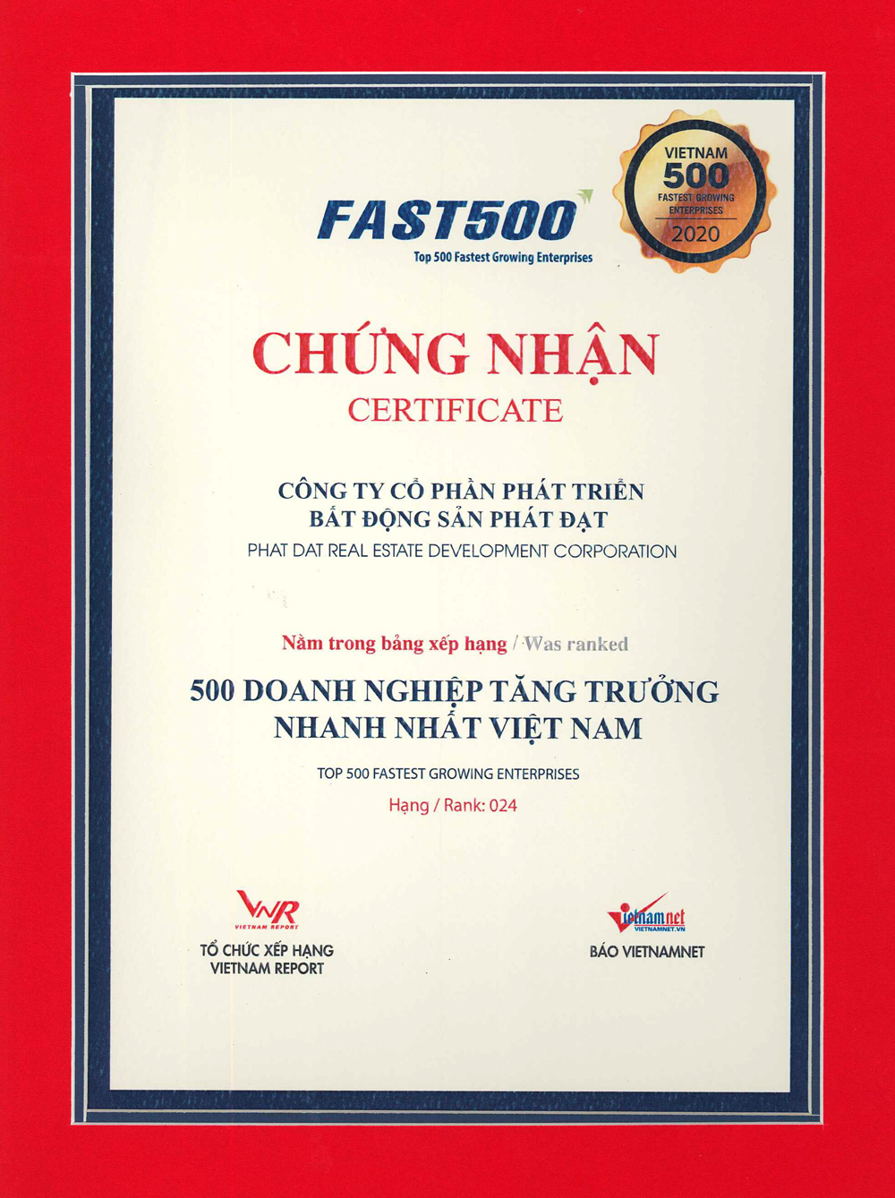 500 DOANH NGHIỆP TĂNG TRƯỞNG NHANH NHẤT VIỆT NAM